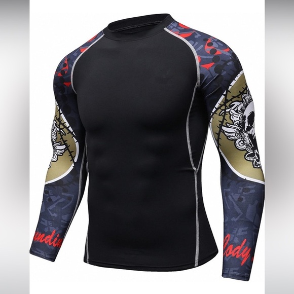 Soft Slim Long Sleeve Dry-Fit Compression Gym Training Shirt - Picture 1 of 6